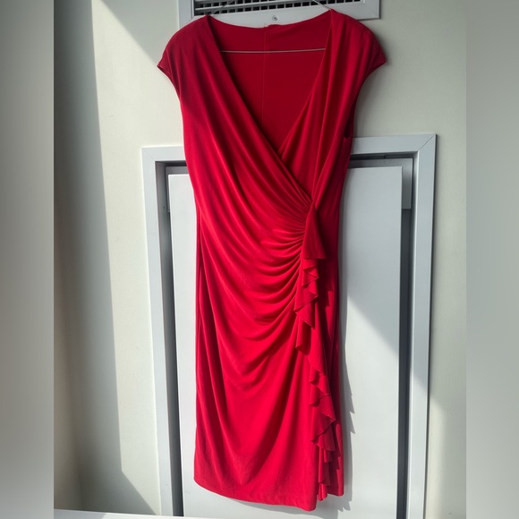 Stretchy Red Print Brunch Dress Tied main image 1